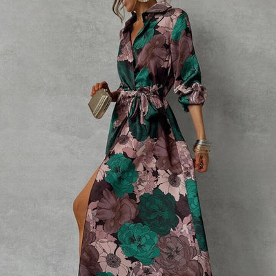 YOANA| GRACEFUL FLORAL V-NECK DRESS