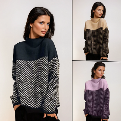 Kath | Chevron Pattern Turtleneck Sweater